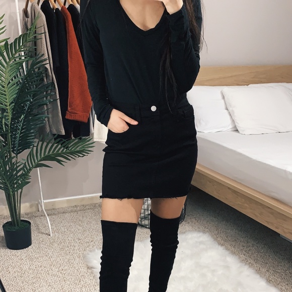 Hazel - Black Denim Skirt - Picture 1 of 8